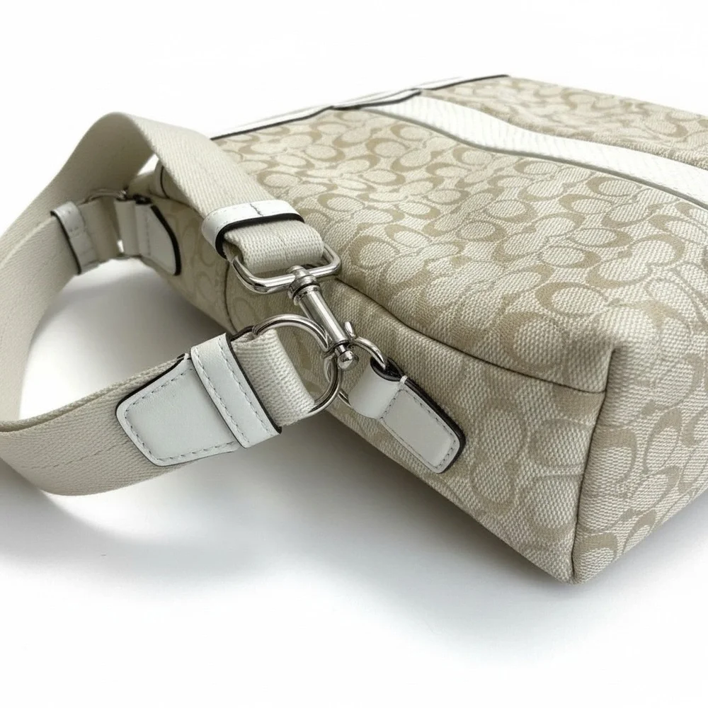 Coach Cream Signature Crossbody Snake Embossed Leather Bag